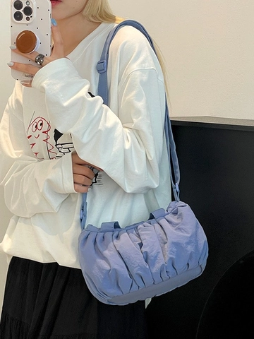 Borsa a Nuvola in Nylon Pieghettato da Donna Casual Leggera Idrorepellente Borsa a Tracolla Borsa a Mano per Viaggio