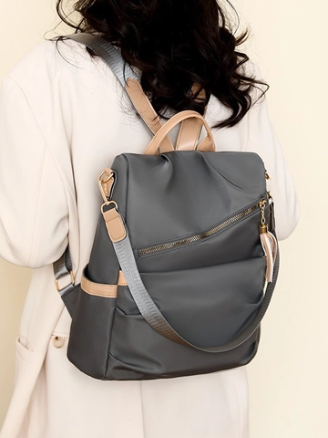 Women Fashion Nylon Backpack Anti-Theft Waterproof Travel Bag With Tassel Decoration Multi-Functional Shoulder Bag For Ladies Daily Casual Use