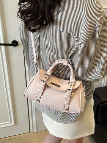 Modische Damen Falten PU Leder Dumpling Tasche Metallic Handtasche Mit Abnehmbarem Gurt Silber Rosa Schwarz Satchel
