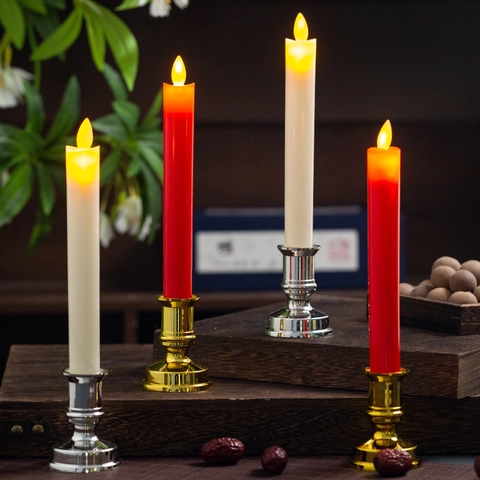 LED Flammenlose Stabkerze Mit Retro Beschichtetem Sockel Batteriebetriebene Dekorative Tafelkerzen Für Hochzeit Party