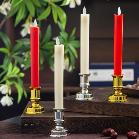 LED Flammenlose Stabkerze Mit Retro Beschichtetem Sockel Batteriebetriebene Dekorative Tafelkerzen Für Hochzeit Party