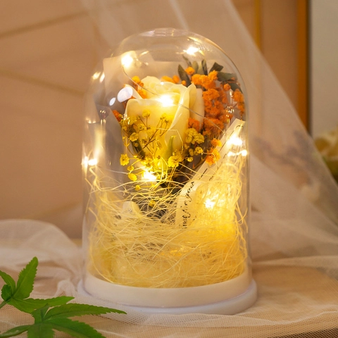 Rosa Di Sapone Romantica In Cupola Di Plastica Luce LED Regalo Per Festa Della Mamma San Valentino Compleanno Lampada Notturna Casa