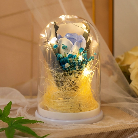 Rosa Di Sapone Romantica In Cupola Di Plastica Luce LED Regalo Per Festa Della Mamma San Valentino Compleanno Lampada Notturna Casa