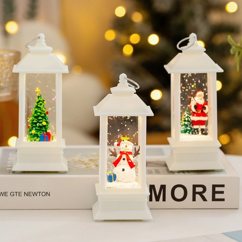 Linterna de Navidad Luz Nocturna Purpurina Remolino Bola de Agua LED Decoración Para Hogar Escritorio Estilo Vintage Regalo