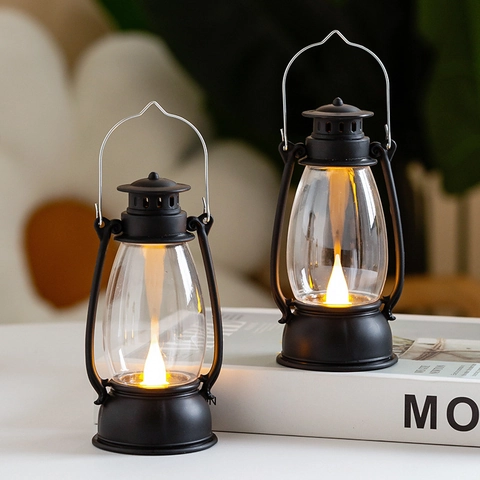 Retro LED Electronic Candle Lantern Vintage Horse Oil Lamp Portable Night Light Home Desktop Decoration Decorative Lamp Gift