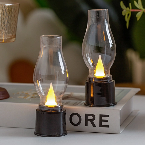 Retro LED Petroleumlampen Form Nachtlicht Vintage Batteriebetrieben Flammeffekt Dekorative Laterne Für Zuhause Schreibtisch Nachttisch