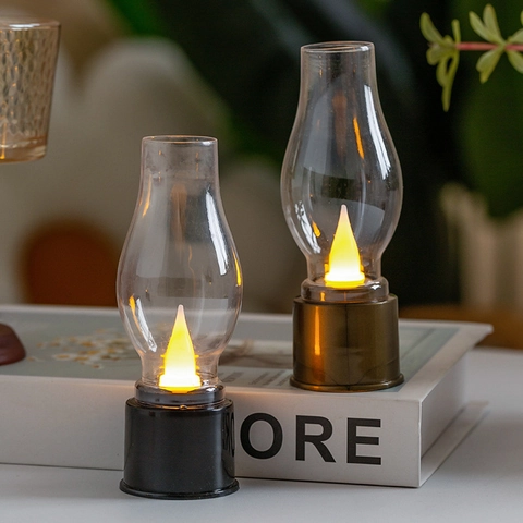 Retro LED Petroleumlampen Form Nachtlicht Vintage Batteriebetrieben Flammeffekt Dekorative Laterne Für Zuhause Schreibtisch Nachttisch