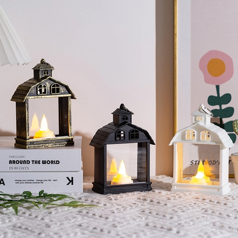 Creative LED House Shape Night Light Simulation Candle Electronic Atmosphere Lamp Nordic Desktop Decoration Bedside Gift