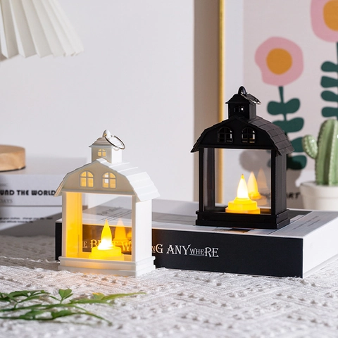 Creative LED House Shape Night Light Simulation Candle Electronic Atmosphere Lamp Nordic Desktop Decoration Bedside Gift