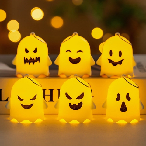 Halloween Ghost LED Decorative Night Light Mini Plastic Ghost Hanging Lamp For Home Party Decoration Powered By Button Battery