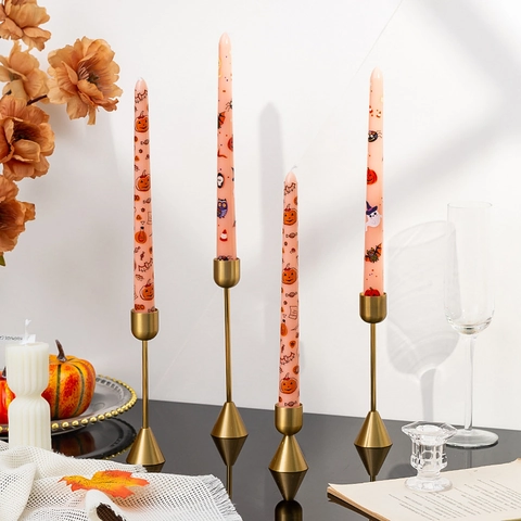 Halloween Decorative Smokeless Long Pillar Candles Ghost Pumpkin Bat Skull Print Party Atmosphere Props Soy Wax Candles