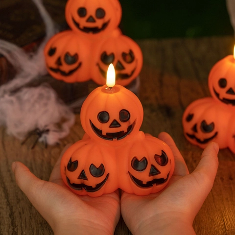Luce di Zucca di Halloween a LED Funzionante a Batteria Jack-O-Lantern Luminosa Decorazione per Festa Casa Scrivania Vacanza