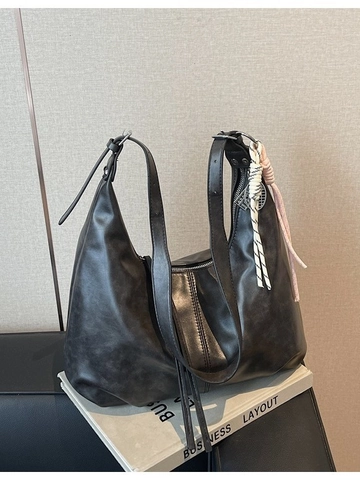 Damen Große Kapazität PU Leder Hobo Tasche Plissee Schultertasche Mit Quaste Verstellbarer Riemen Weiche Casual Umhängetasche
