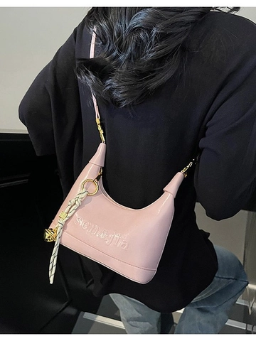 Bolso Hobo de Cuero PU Vintage para Mujer Minimalista Color Sólido Bolso de Mano Bandolera Con Colgante de Campana de Cuerda Trenzada Bolso Dumpling