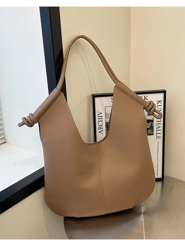 Women's Minimalist Large Capacity PU Leather Tote Bag Knotted Shoulder Straps Solid Color Daily Commuter Shoulder Bag