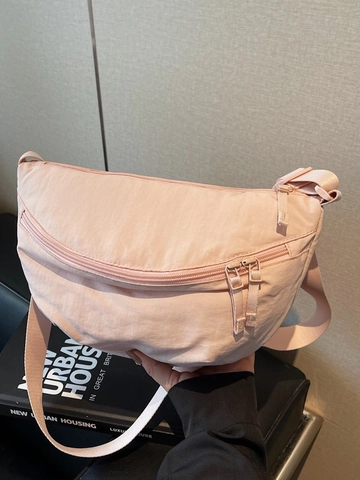 Women's Fashion Nylon Dumpling Crossbody Bag Lightweight Waterproof Half Moon Shoulder Bag Casual Travel Commute Satchel For Ladies
