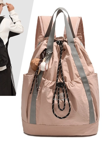 Mochila con Cordón de Tela Oxford de Gran Capacidad para Mujer Impermeable Casual Viaje Deporte Escuela con Colgante de Béisbol