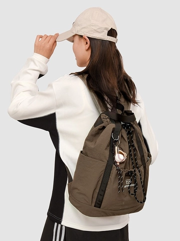 Mochila con Cordón de Tela Oxford de Gran Capacidad para Mujer Impermeable Casual Viaje Deporte Escuela con Colgante de Béisbol