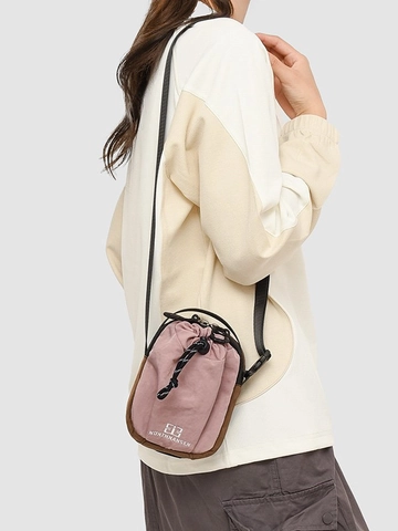 Mini Bolso Bandolera para Móvil de Mujer Tela Oxford Impermeable Bolso de Cubo con Cordón Color de Contraste Casual Exterior
