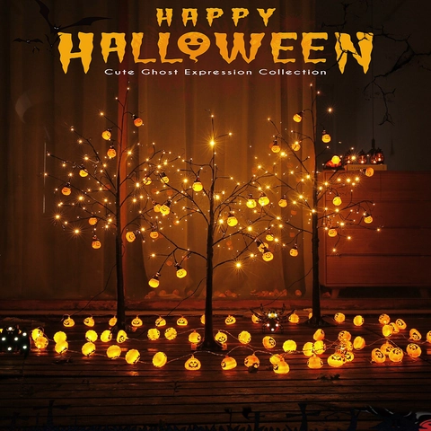 Halloween LED Φωτιστικό Δέντρο Με Κολοκύθα Και Φάντασμα Τεχνητό Δέντρο Για Διακόσμηση Πάρτι