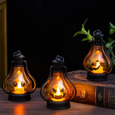 Halloween Pumpkin Lantern LED Vintage Portable Light For Party Home Garden Bar Decor Spooky Smile Face Decorative Lamp