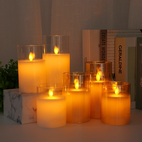 Set di Luci a Candela Elettroniche a LED in Barattolo di Vetro Cera di Paraffina Fiamma Oscillante Telecomando Candele Senza Fiamma Decorative per Matrimonio