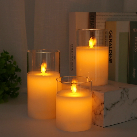 Set di Luci a Candela Elettroniche a LED in Barattolo di Vetro Cera di Paraffina Fiamma Oscillante Telecomando Candele Senza Fiamma Decorative per Matrimonio