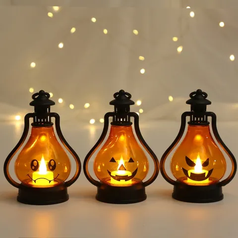 Lanterna a LED per Halloween Retro a Batteria Lampada a Sospensione Portatile per Decorazione Bar Festa a Casa