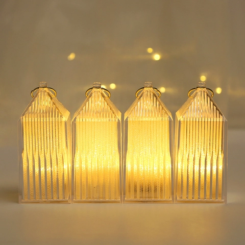 LED Haus Laterne Kunststoff Gerippt Warmlicht Weihnachtsbaum Hängende Dekoration Festliche Heimdekoration Geschenk Kristall Optik