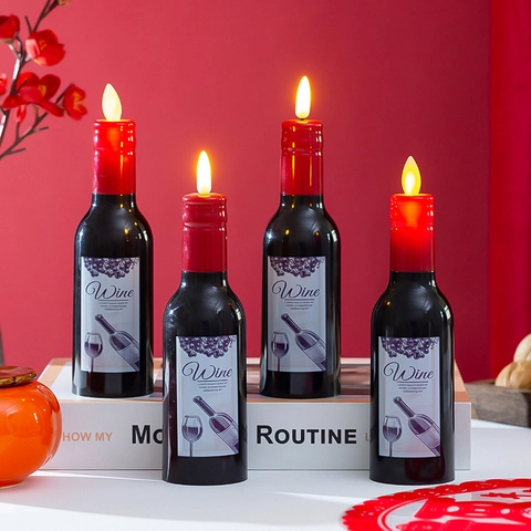Creative Wine Bottle Shaped LED Electronic Candle Light Simulated Flame Flameless Candle For Valentine Wedding Party Home Decor