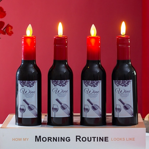 Creative Wine Bottle Shaped LED Electronic Candle Light Simulated Flame Flameless Candle For Valentine Wedding Party Home Decor