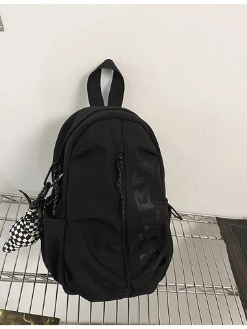 Women Fashion Nylon Chest Bag Large Capacity Crossbody Bag With Letter Print Checkerboard Pendant Trendy Casual Streetwear