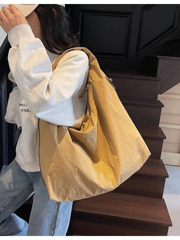Women's Large Capacity Canvas Shoulder Bag Slouchy Hobo Bag Minimalist Solid Color Casual Tote Bag For Travel Daily Work