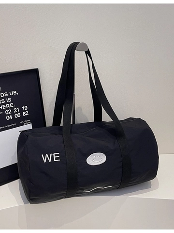 Borsa da Viaggio in Tela Grande Capacità per Donna Ricamo a Lettere Faccia Sorridente Borsa da Palestra per Fine Settimana e Sport
