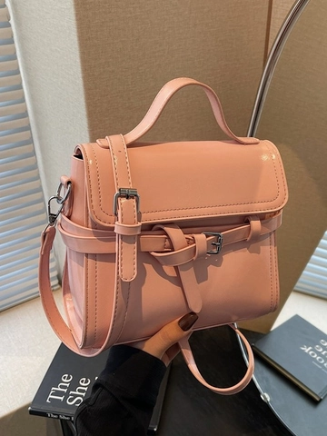 Borsa a Tracolla Vintage in Pelle PU per Donna Piccola Borsa a Mano Quadrata Con Decoro a Fibbia Manico Superiore Tracolla Regolabile