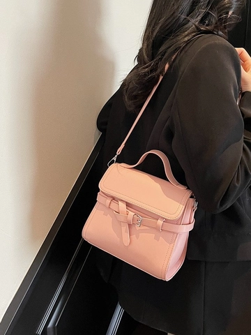 Borsa a Tracolla Vintage in Pelle PU per Donna Piccola Borsa a Mano Quadrata Con Decoro a Fibbia Manico Superiore Tracolla Regolabile