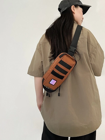 Reflective Tactical Chest Bag For Men Women Waterproof Nylon Outdoor Cycling Sling Bag Functional MOLLE System Streetwear Crossbody Shoulder Bag