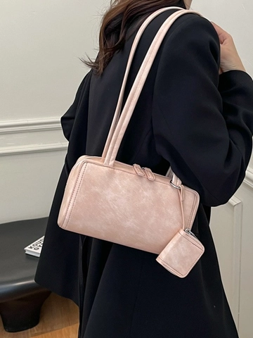 Bolso de Hombro Minimalista de Cuero PU para Mujer Color Sólido Bolso de Axila Con Mini Bolsa Pequeño Bolso de Almohada