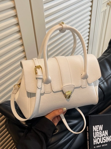 Vintage Britse Stijl PU Lederen Crossbody Handtas Voor Vrouwen Minimalistische Woon-werkverkeer Vierkante Tas Met Gouden Slot