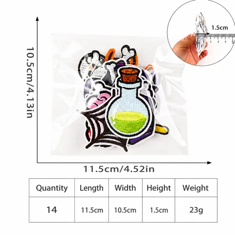 Halloween Embroidery Patches Set Cartoon Skeleton Spider Bat Ghost Potion Bottle DIY Iron On Patches Applique For Clothing Backpack Bags Decoration