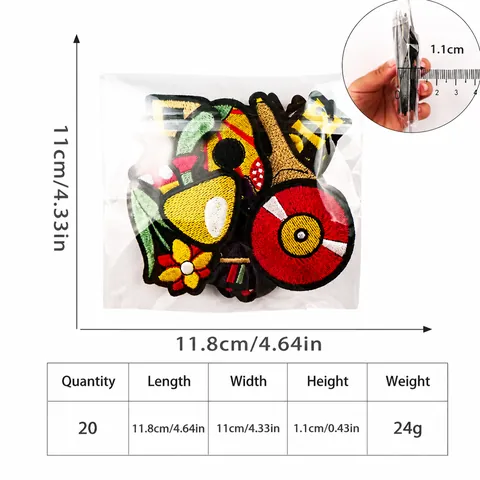 Embroidered Patches DIY Decorative Sewing Iron On Patches Guitar Radio Mushroom UFO Peace Sign Retro Hippie Applique For Clothes Bags Shoes
