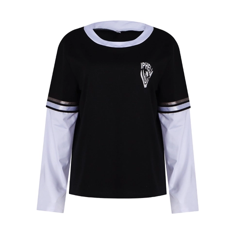 Dames Gothic Stijl Lange Mouw T-Shirt Zwart Wit Kleurblok Gestreepte Mouw Performance Top Casual Streetwear Cosplay Tee