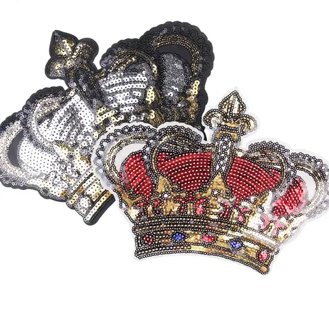 Large Sequin Applique Patches Crown Planet Eye Pizza Ice Cream Bow DIY Embroidery Sewing Patches For Clothes Bag Hat