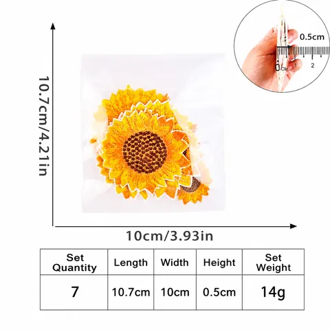 Sunflower Embroidered Patches Yellow Flower Iron On Patches For Clothing Bag Hat DIY Decoration Embroidery Applique Repair