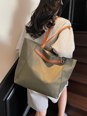 Borsa Tote in Nylon da Donna Grande Capacità Stile Coreano Impermeabile Borsa a Tracolla Minimalista Shopping Viaggio Studente