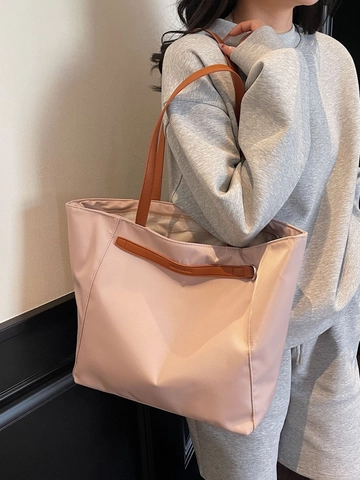Borsa Tote in Nylon da Donna Grande Capacità Stile Coreano Impermeabile Borsa a Tracolla Minimalista Shopping Viaggio Studente