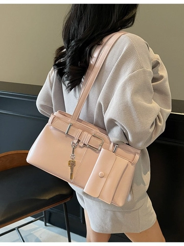 Große Kapazität Tragetasche Für Damen Trendiges PU Leder Schulter Achseltasche Mit Abnehmbarem Beutel Schlüsselanhänger Handtasche
