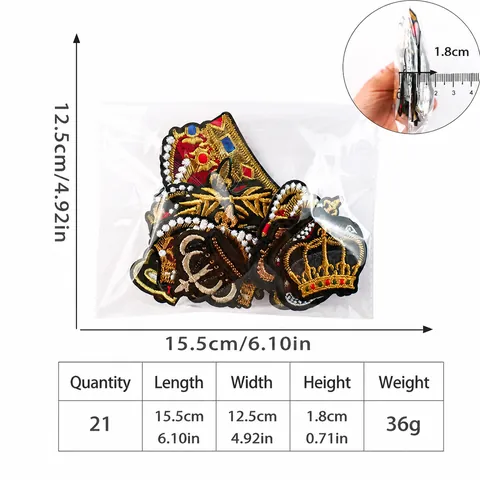 Golden Embroidery Crown Patches For Clothing Decoration Royal Style Fabric Badges For DIY Jackets Bags Hats Iron On Badges