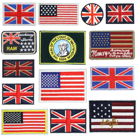 Bestickte Nationalflaggen Patches UK US Washington State Abzeichen Für Kleidung Rucksack Jacke DIY Nähen Applikation