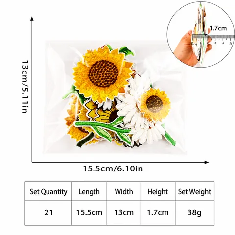 Sunflower Daisy Embroidered Patches Iron On Applique For Clothing Bag Hat DIY Decoration Repair Flower Sewing Patches